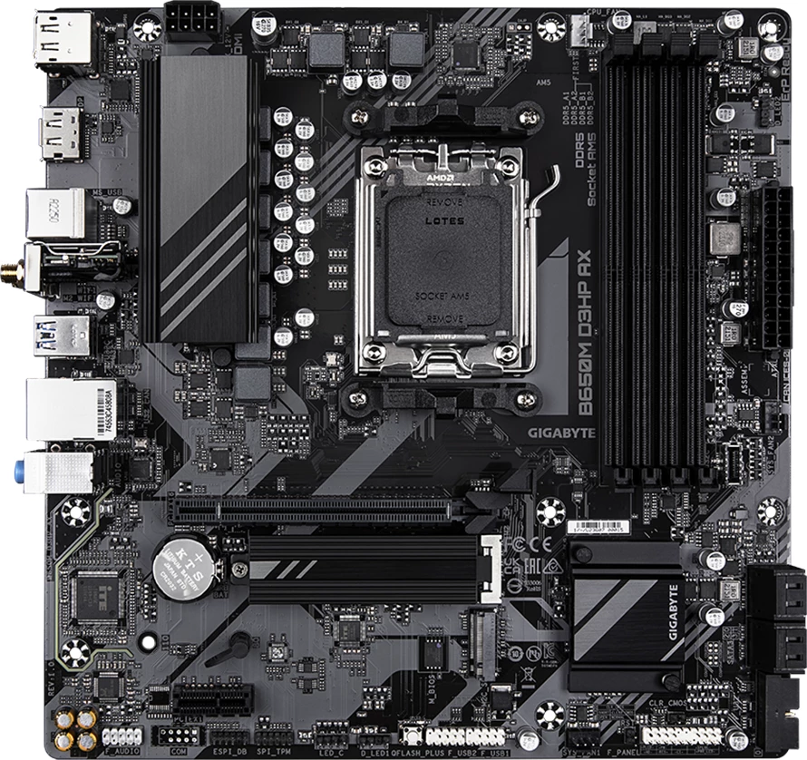 Pllakë amë GIGABYTE B650M D3HP AX, AM5, mATX, 4xDDR5, Wi‑Fi 6E, 2.5GbE, Retail