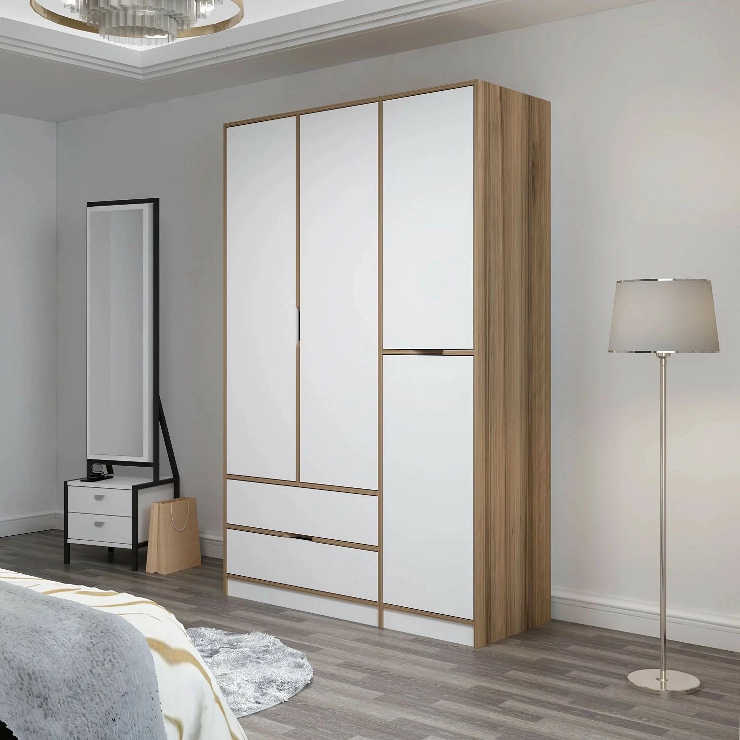 Dollap Hanah Home Elina, bardhë-dore, 140x208x52cm
