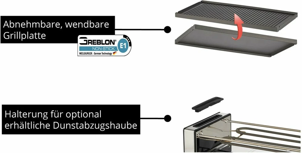 Raclette UNOLD 48730, 8 persona, plastikë, çelik inox, e zezë