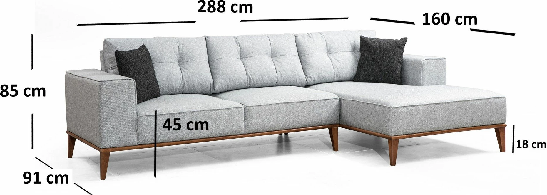 Kënd-sofë krevati Atelier del Sofa, Montana kënd i djathtë (L3+Chl), ngjyrë gri e çelët