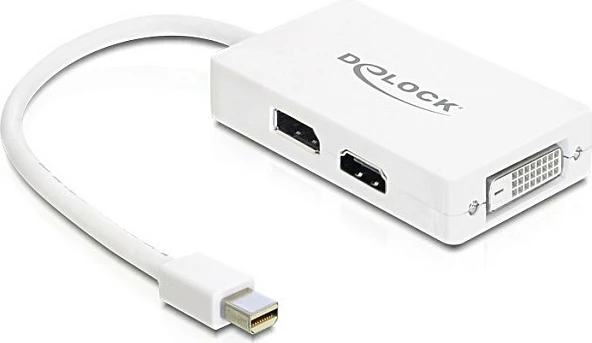 Adapter Mini DisplayPort DeLOCK, pasiv, VGA/HDMI/DVI-D, 0.16m, 1920x1200, i bardhë