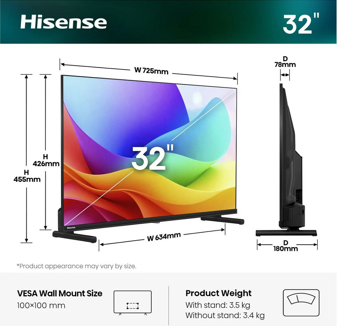 Televizor Smart Hisense 20018229, 32", Full HD 1920x1080, WiFi/LAN, VESA 100x100