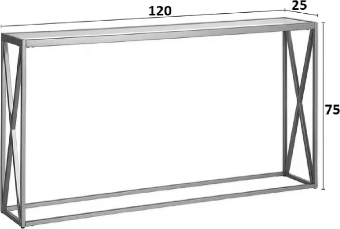 Konsolë metalike me sipërfaqe xhami Kantoo, ngjyrë ari, 120x25x75cm