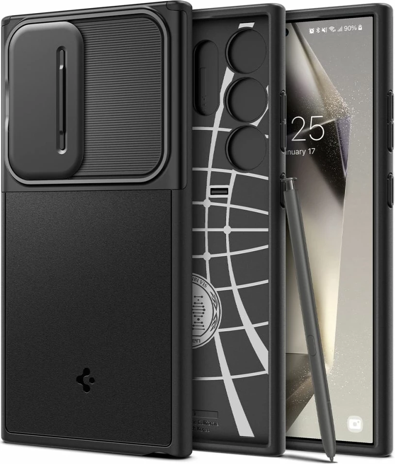 Mbështjellës Spigen Optik Armor për Samsung Galaxy S24 Ultra, i zi