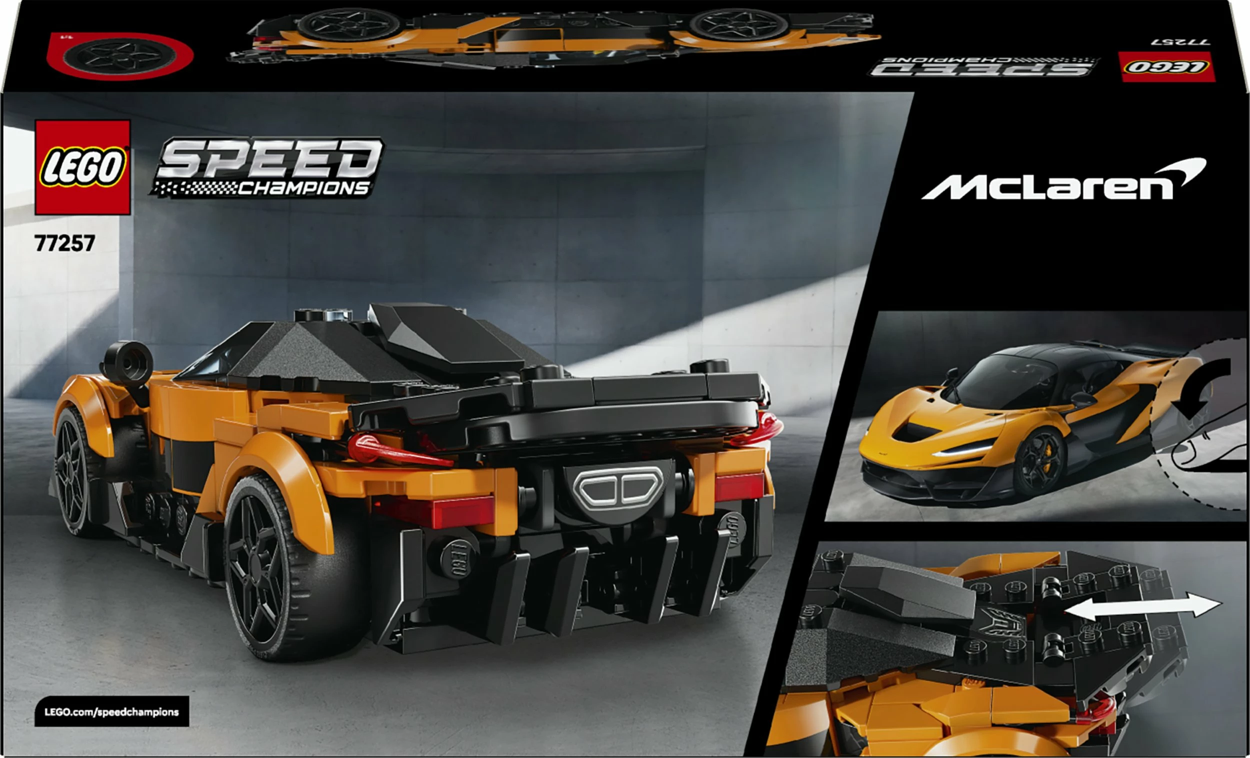 Set ndërtimi LEGO Speed Champions McLaren W1 77257, 287 elemente, 9+ vjet, portokalli/zi