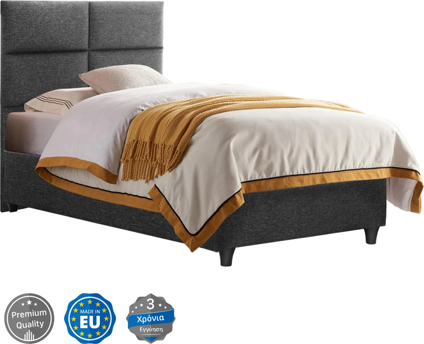 Krevat FH652.01 MILO, pëlhurë gri, 90x200