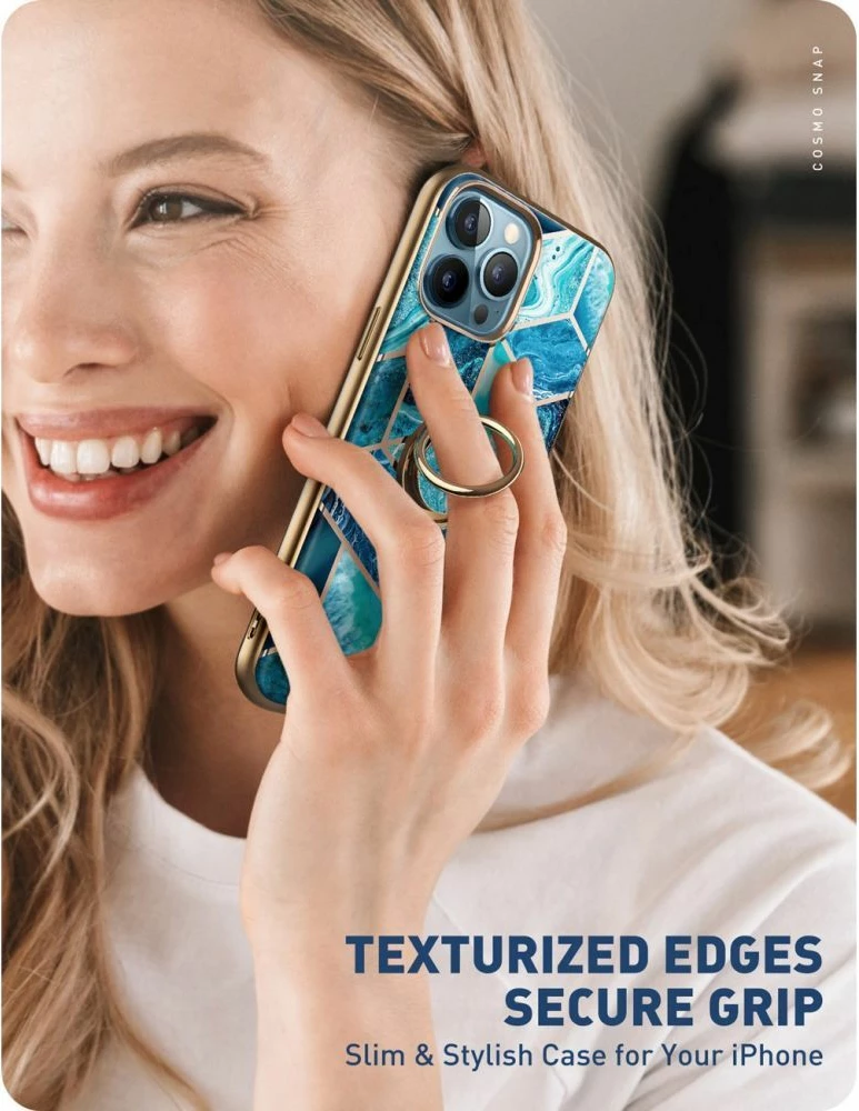 Mbështjellës Supcase Cosmo Snap për iPhone 13 Pro, me unazë, Kaltër