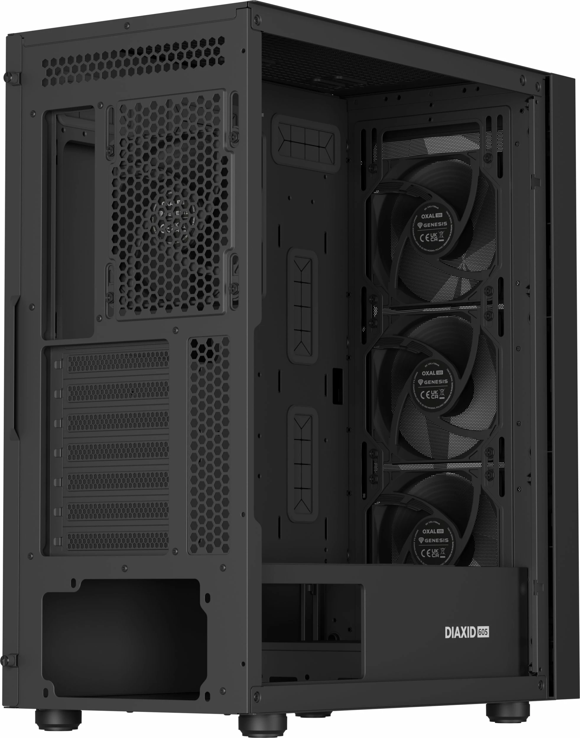 Kasë GENESIS Diaxid 605F NPC-2046 midi tower ATX, USB-C, pa furnizim, e zezë