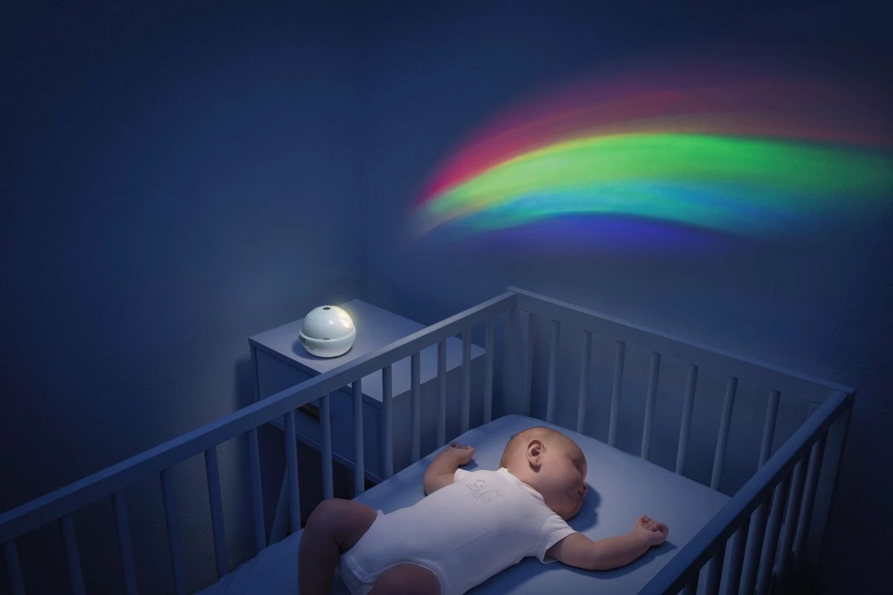Karusel muzikor Chicco First Dreams Rainbow 3-in-1 CHICZ-0934, kaltër, set me lodra pelushi
