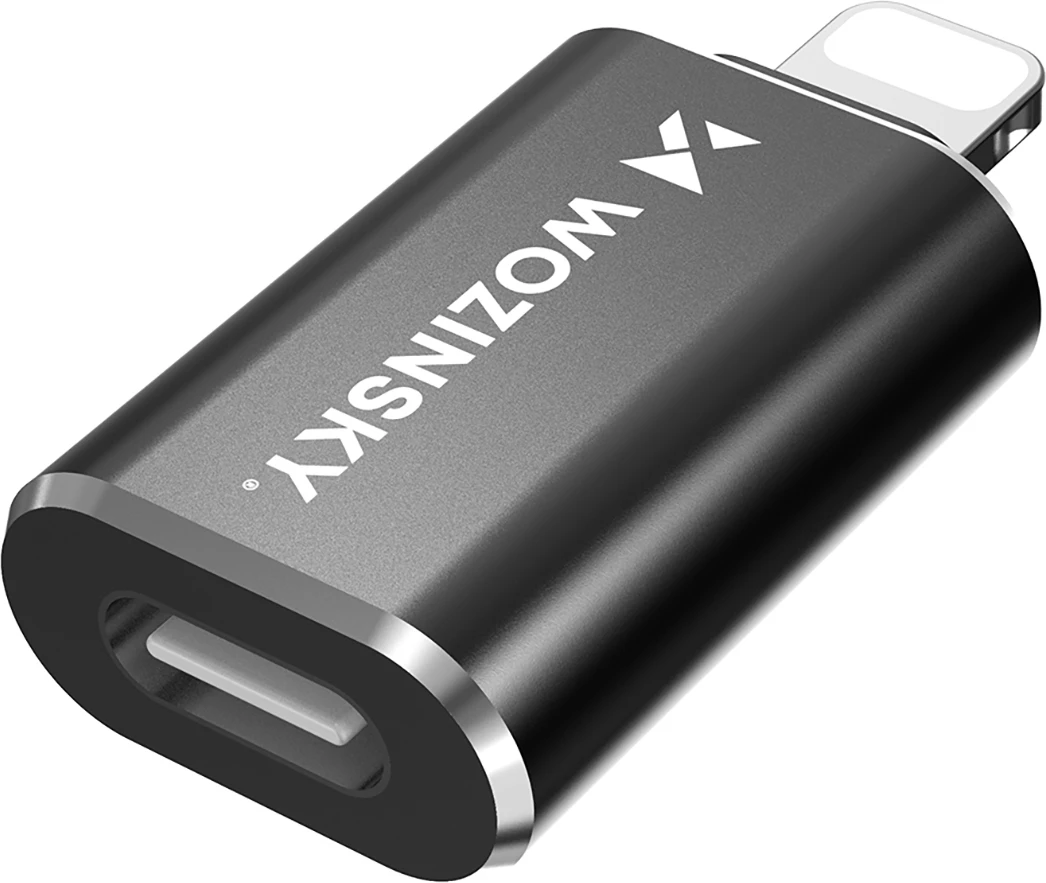 Adapter Lightning në USB-C, Wozinsky WALC-01, karikim i shpejtë dhe sinkronizim, trup alumini, e zezë