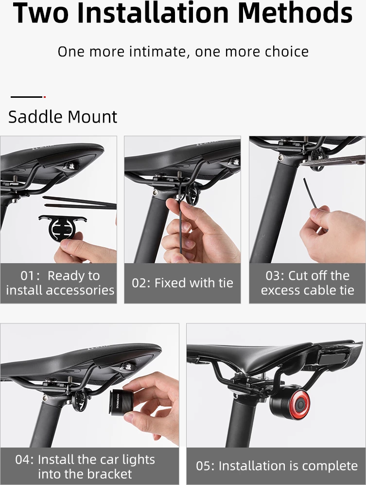 Dritë e pasme biçiklete Rockbros Q3 me sistem të mençur ndalese, e zezë