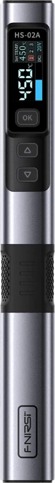 Hekur saldimi smart FNIRSI HS-02A MAX 100W, 100–450°C, USB-C PD/QC, set me vegla, zi/gri