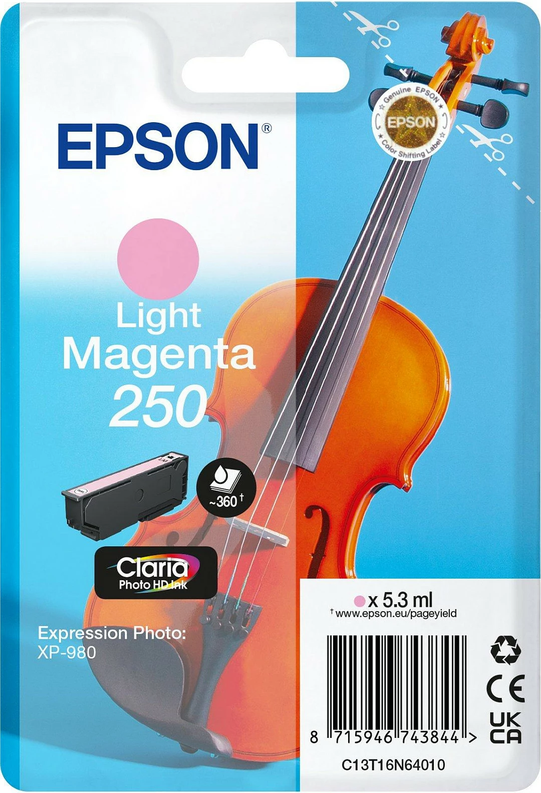 Kartrixh boje Epson 250, 5.3 ml, për XP-980, Light Magenta