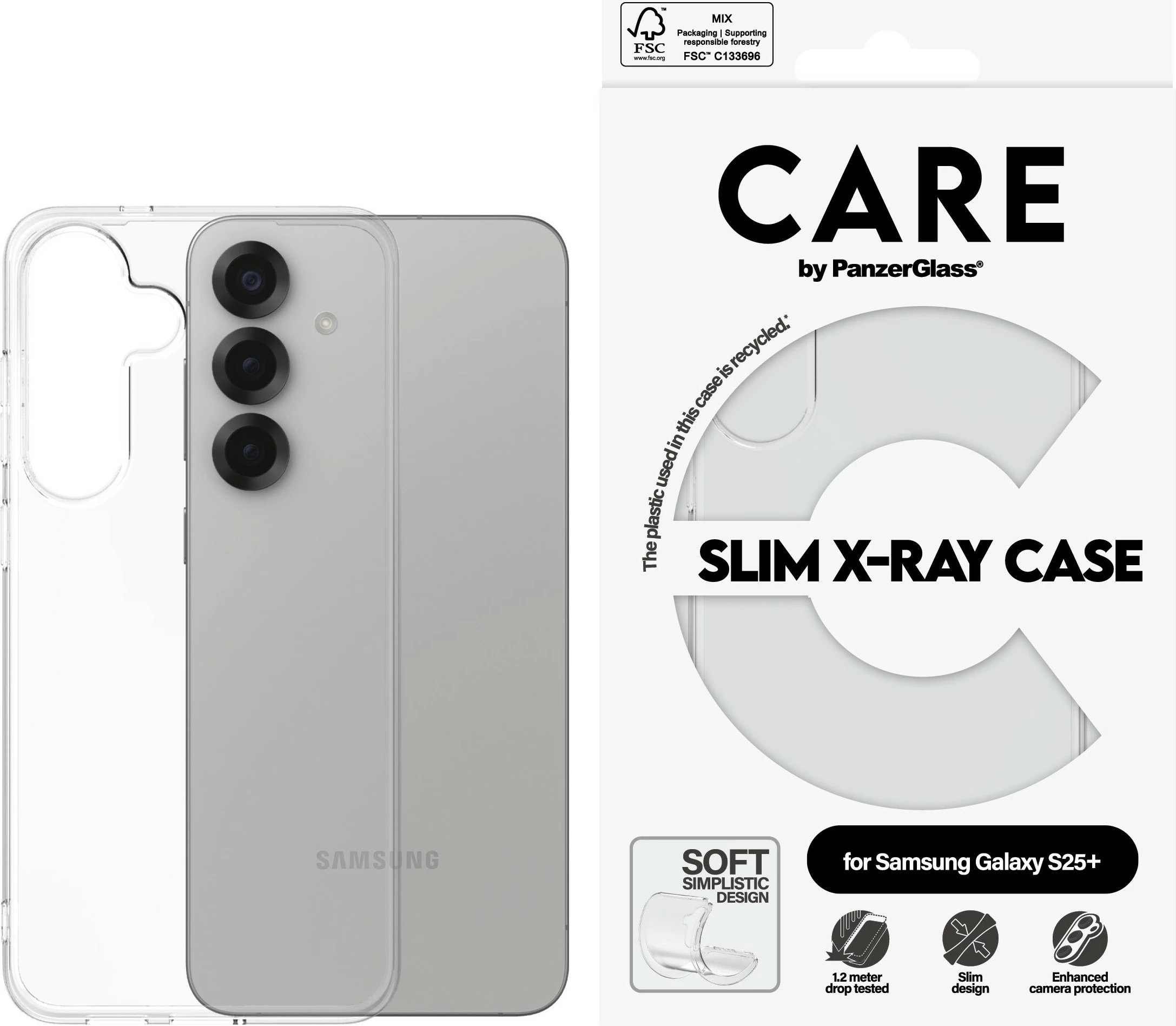 Mbështjellës PanzerGlass CARE Clear X-Ray Soft Basic për Samsung Galaxy S25 Plus transparent