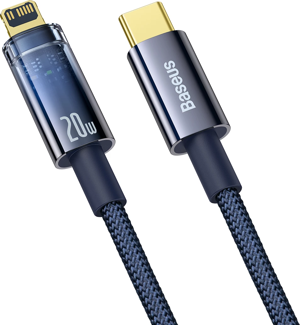 Kabllo Baseus Explorer USB-C në Lightning, 1m, 20W, Kaltër