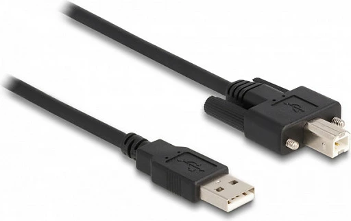 Kabllo USB 2.0 DeLOCK, USB-A në USB-B me vida, 0.5 m, e zezë