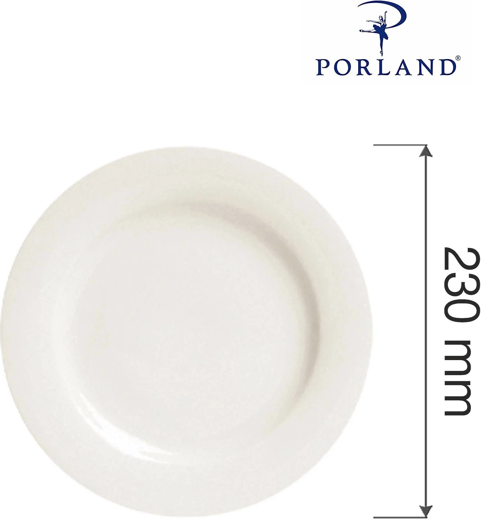 Pjatë porcelani Porland Dove Ø230 mm, krem, set 6 copë