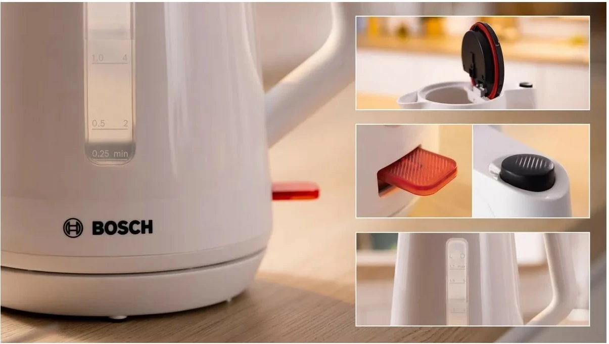 Çajnik Bosch TWK1M121, 1.7L, 2400W, bardhë