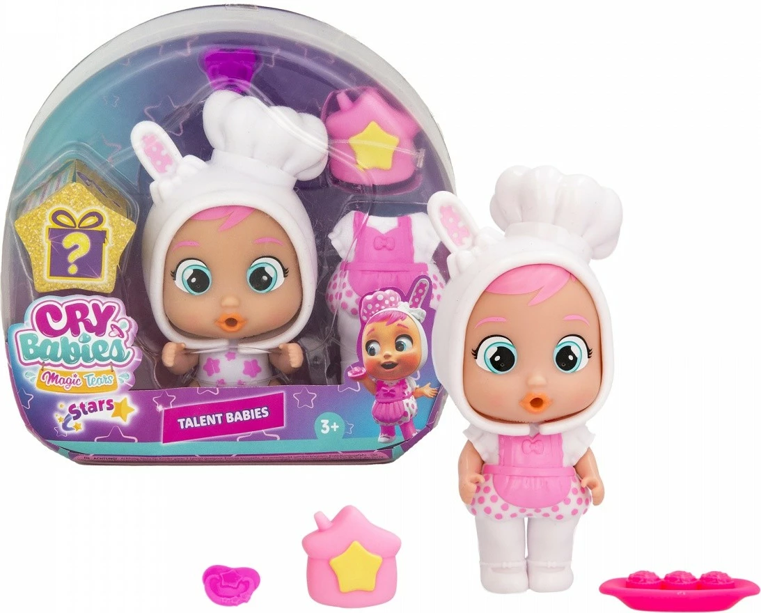 Kukull Cry Babies Magic Tears Di Stars Talent Coney, Tm Toys, plastikë, me aksesorë, rozë/bardhë