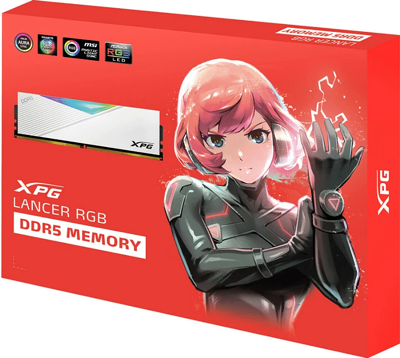 RAM Memorje ADATA XPG LANCER, 64GB (2x32GB) DDR5 6000MHz CL39, RGB, e bardhë