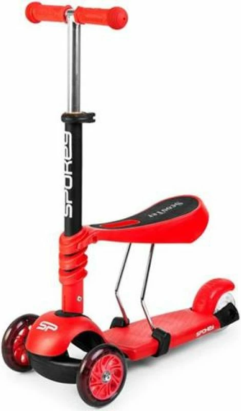 Scooter Spokey Tripla 3in1 për fëmijë, ngjyrë e kuqe