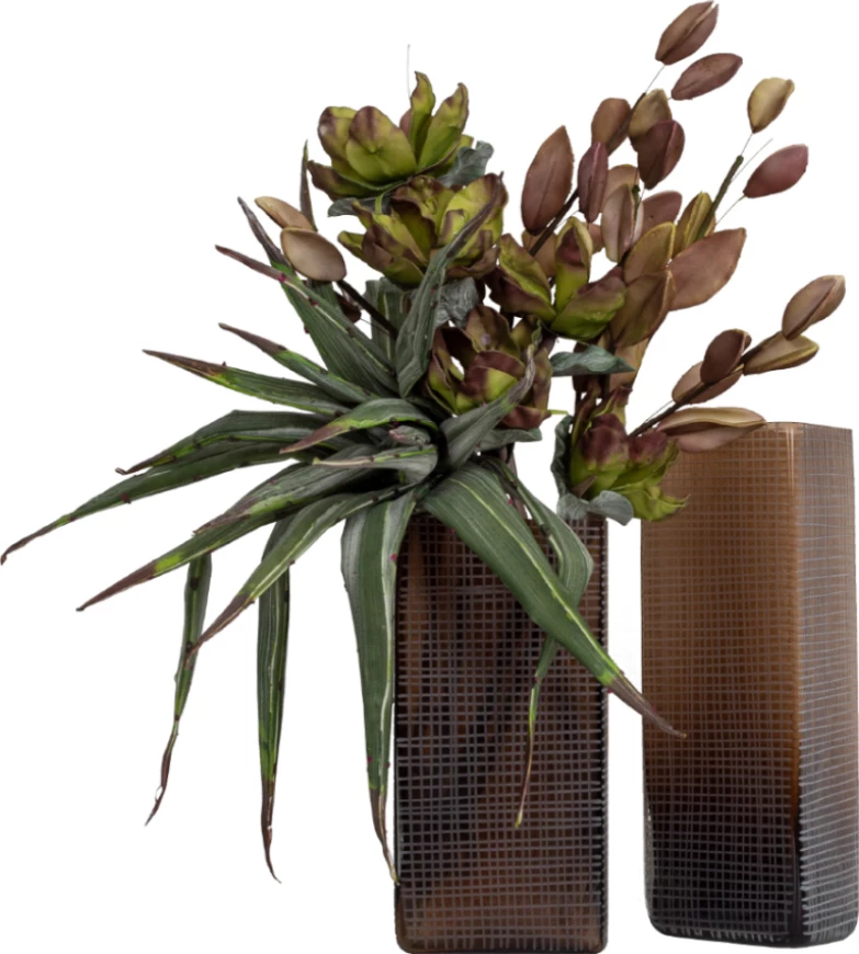 Vazo GRAVIR HONEY, qelq, ngjyrë kafe, 16x12x44cm