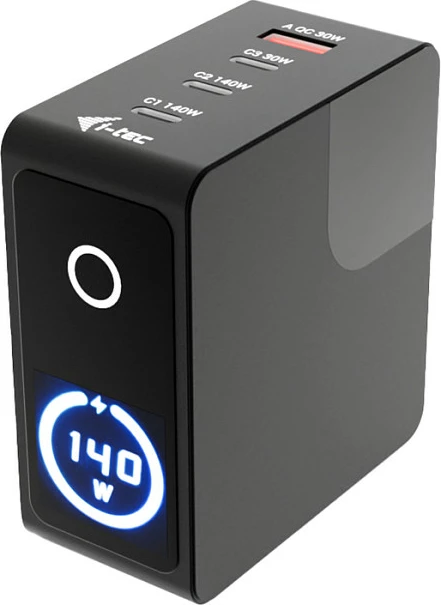Karikues USB I-TEC 140W Multiport, 3x USB-C + 1x USB-A, LCD, i zi
