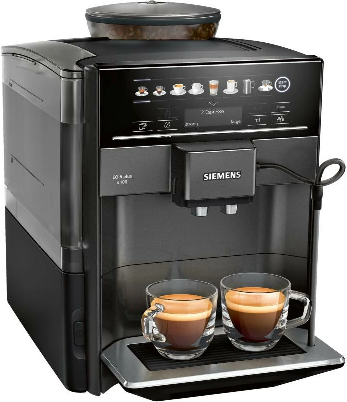 Makinë kafeje automatike Siemens EQ6 Plus s100 TE651319RW, 15 bar, rezervuar uji 1.7-2.1 l, për kokrra kafeje, e zezë