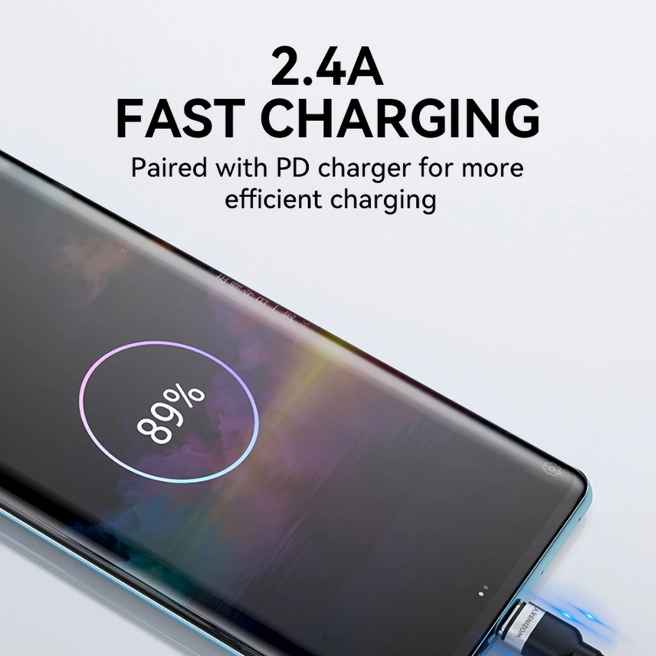 Kabllo USB Wozinsky WNBAC1, USB-A në USB-C, 1m, 2.4A, najlon, e zezë