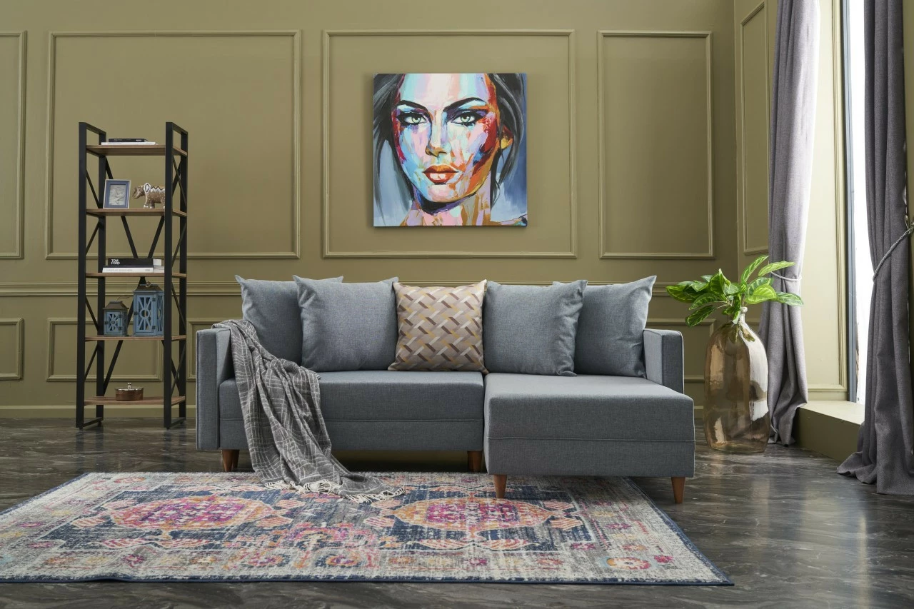 Kënd-sofa krevati Atelier del Sofa, Aydam, këndi djathtë, ngjyrë kaltër