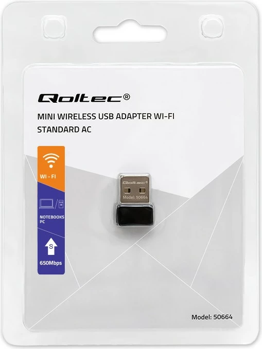 Adapter Wi-Fi mini USB Qoltec 50664, 650Mbps, AC Standard, i zi