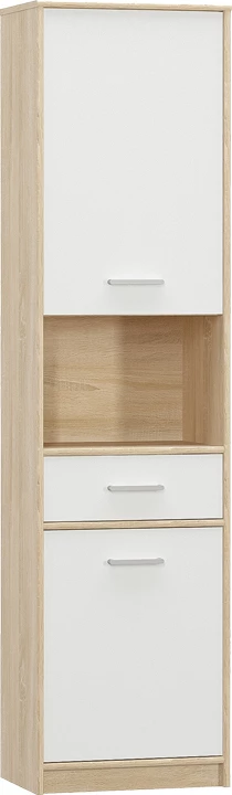 Dollap kolonë Letto, ngjyrë lisi - e bardhë mat, 50.2x34.3x195cm