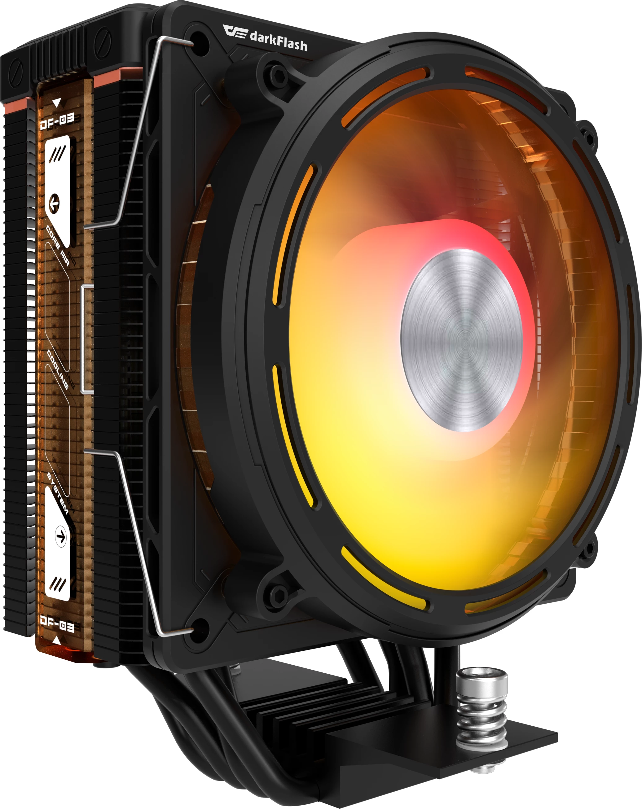 Ftohës CPU aktiv, Darkflash E400, 120mm PWM 800-2000 RPM, 4 heatpipe 6mm Direct Touch, ekran LED temperaturë, TDP 230W, ARGB, i zi