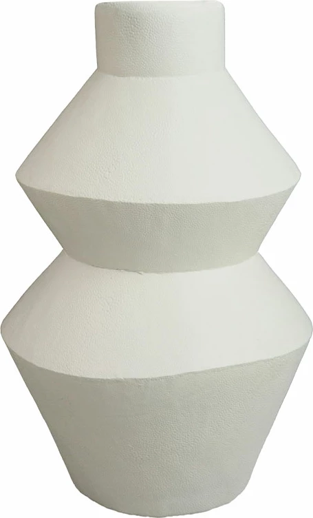 Vazo dekorative TERRE, polirezine, e bardhë, 19.5x19.5x31.5cm