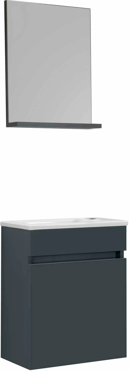 Dollap banjoje, ngjyrë antracit, Skye Decor, me lavaman dhe pasqyrë