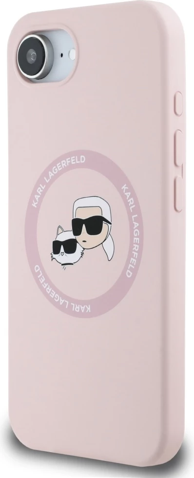 Mbështjellës Karl Lagerfeld Silicone Karl&Choupette Heads MagSafe për iPhone 16e, Rozë