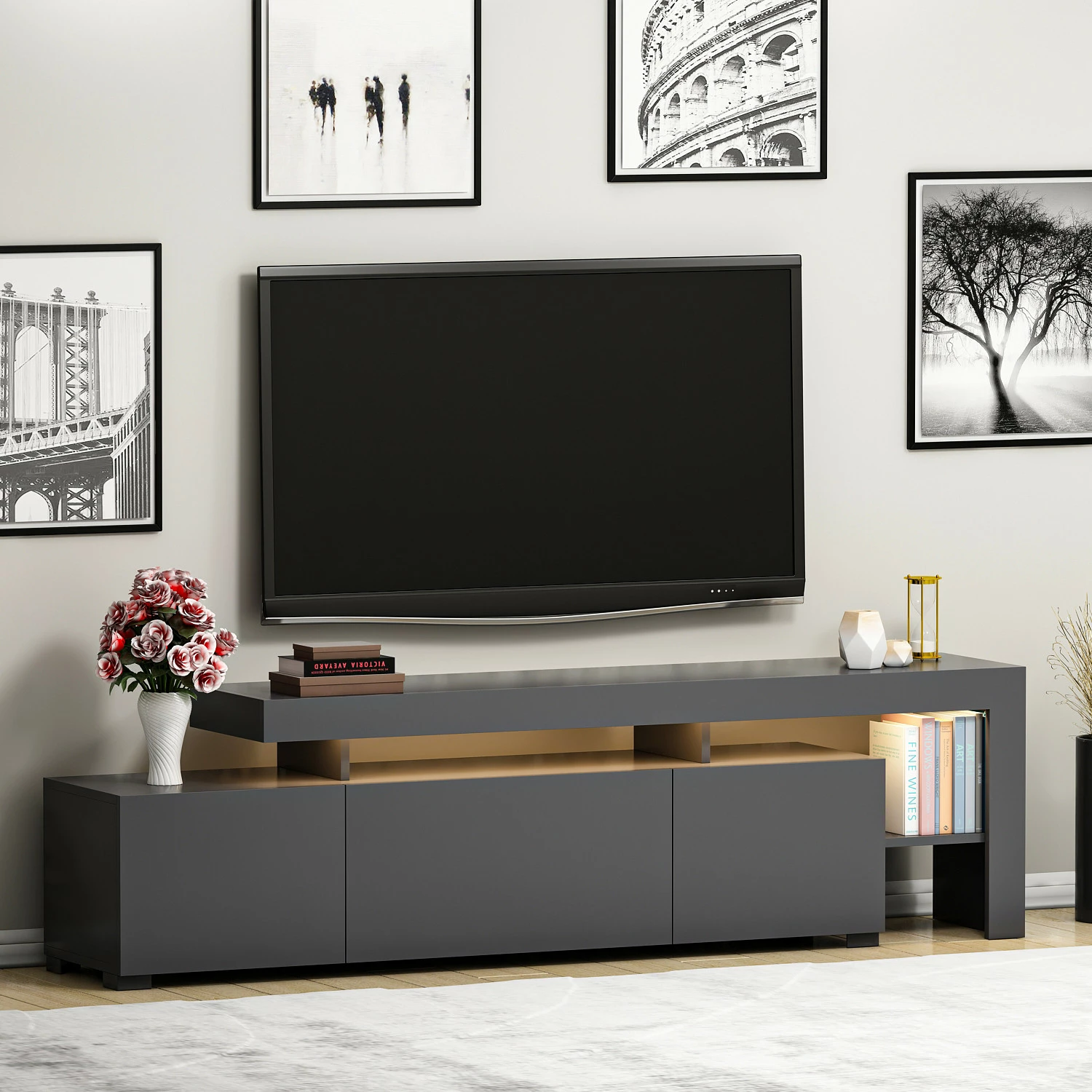 Komodë TV Skye Decor, ngjyrë antracit, Beliz