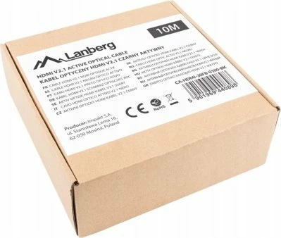 Kabllo HDMI Lanberg CA-HDMI-30FB-0100-BK 10 m HDMI 2.1 AOC 8K, e zezë, në bobinë