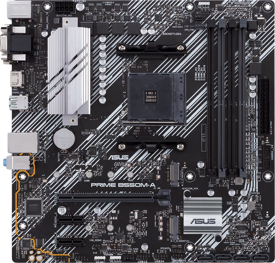 Pllakë amë ASUS PRIME B550M-A/CSM AM4 mATX, DDR4 4xDIMM, 2xM.2, 4xSATA, PCIe 4.0, 1GbE, HDMI/DVI-D/D-Sub, Aura Sync RGB