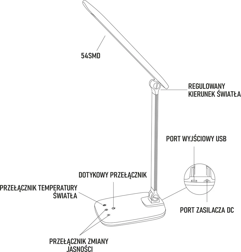 Llambë tavoline Montis MT042-BK, LED, 5.7 W, e zezë
