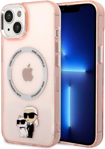 Mbështjellës Karl Lagerfeld KLHMP14MHNKCIP për iPhone 14 Plus 6.7", MagSafe, rozë