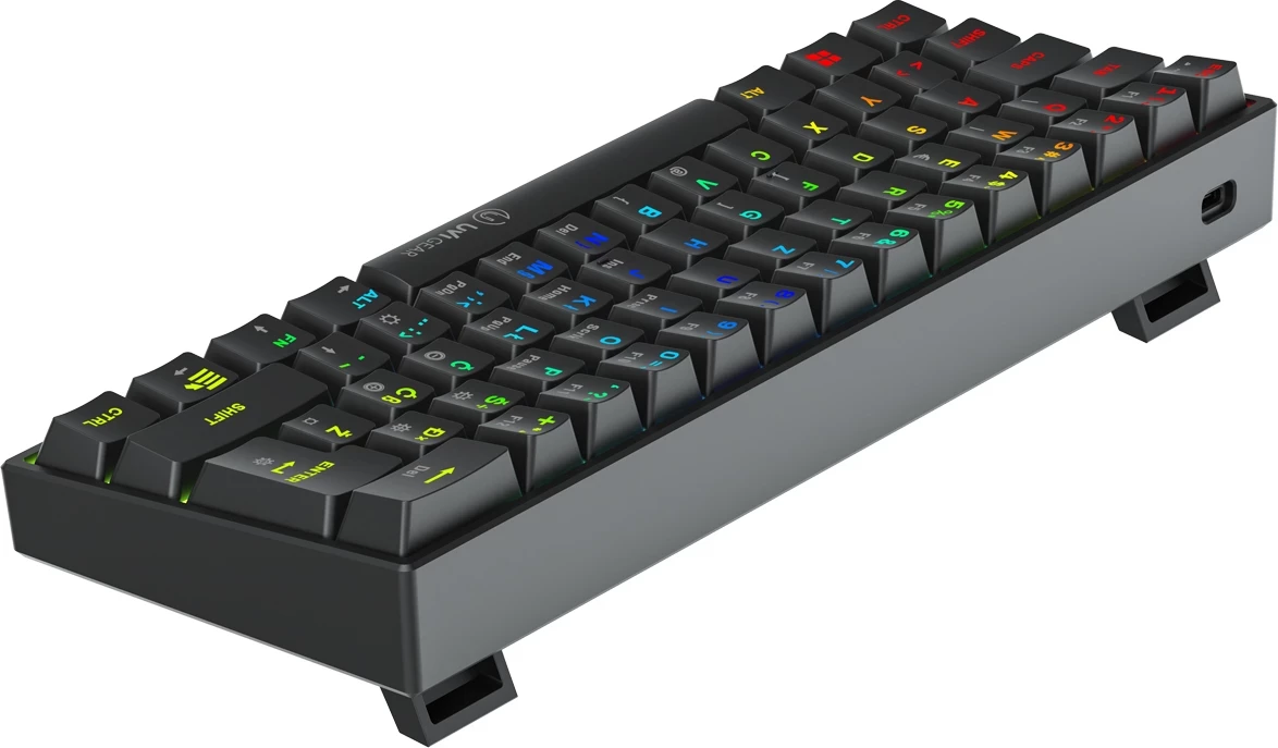 Tastierë mekanike UVI GEAR Pride Nano 60% (62 tasta) RGB, Red Switch, ISO SLO/CRO, USB-C e shkëputshme, e zezë 4