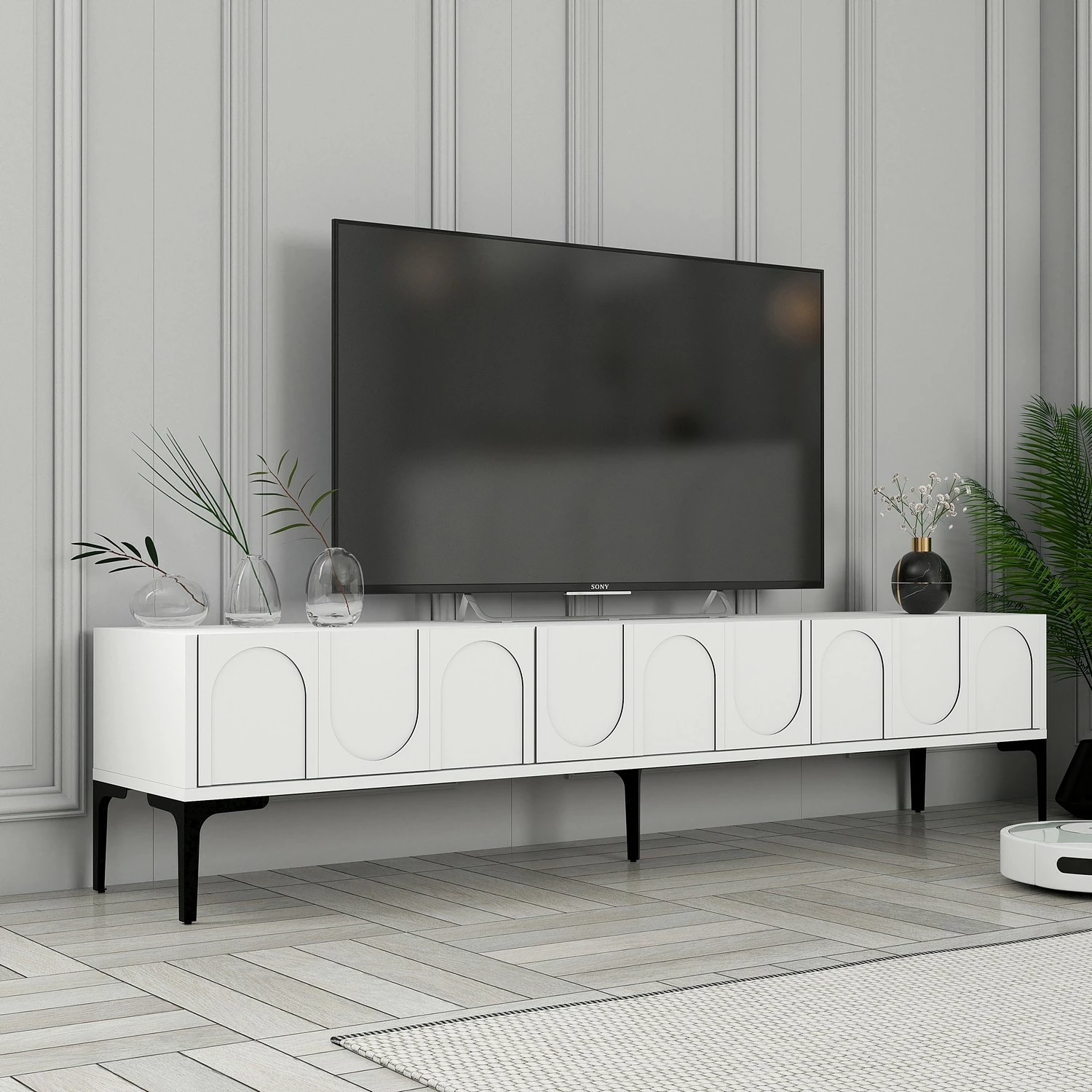 Konsolë TV Hanah Home, Lyon 42, e bardhë, e zezë
