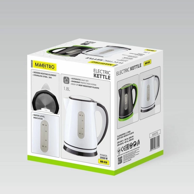 Çajnik elektrik MAESTRO MR-058, i bardhë 1.8L