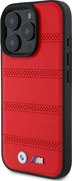 Mbështjellës BMW M Perforated And Stitched Line MagSafe për iPhone 16 Pro, i kuq