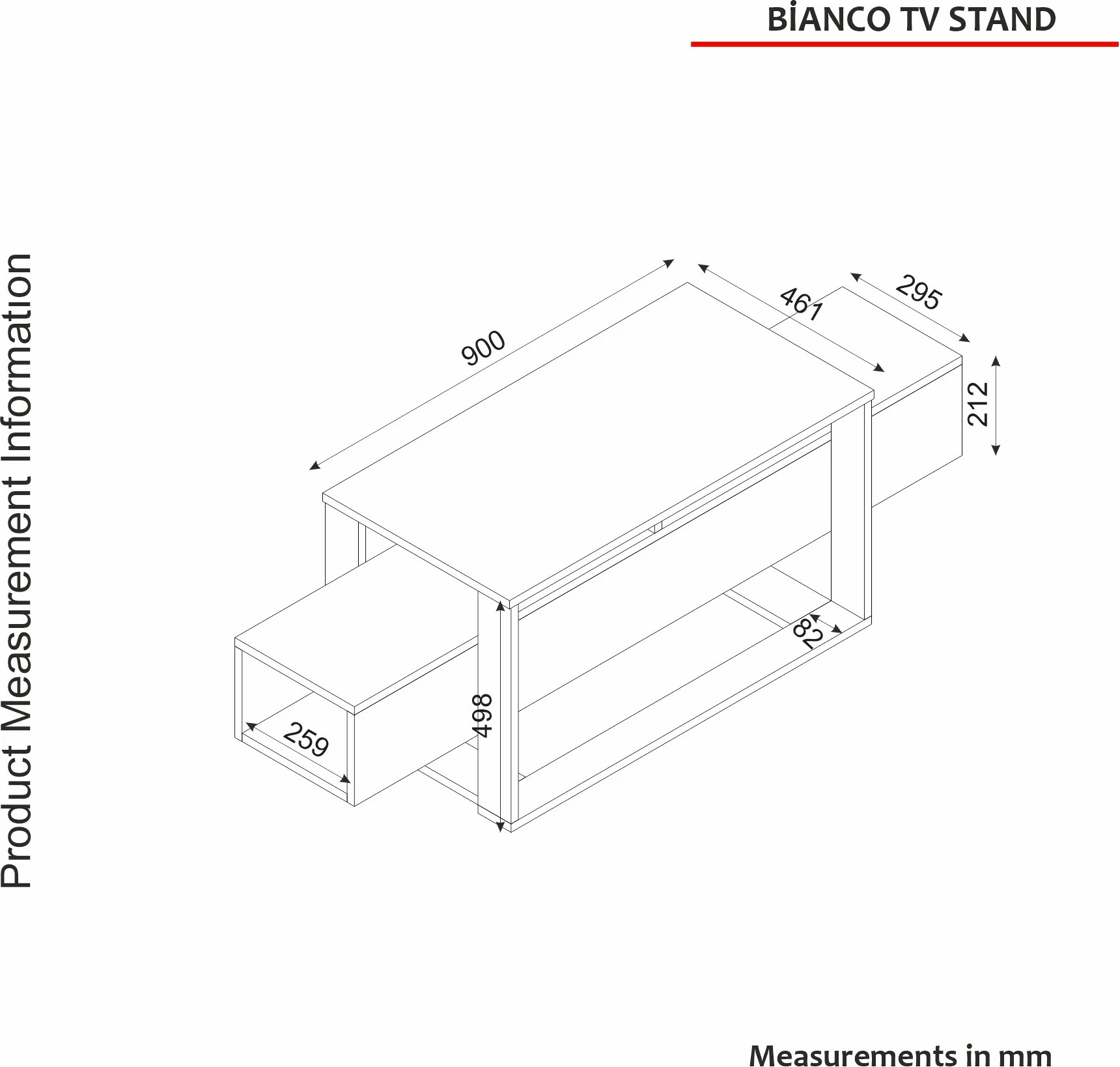 Komodë TV Hanah Home, ngjyrë e zezë dhe ari, Bianco