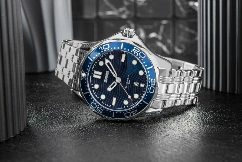 Orë dore për meshkuj Skmei, argjendtë/navy blue