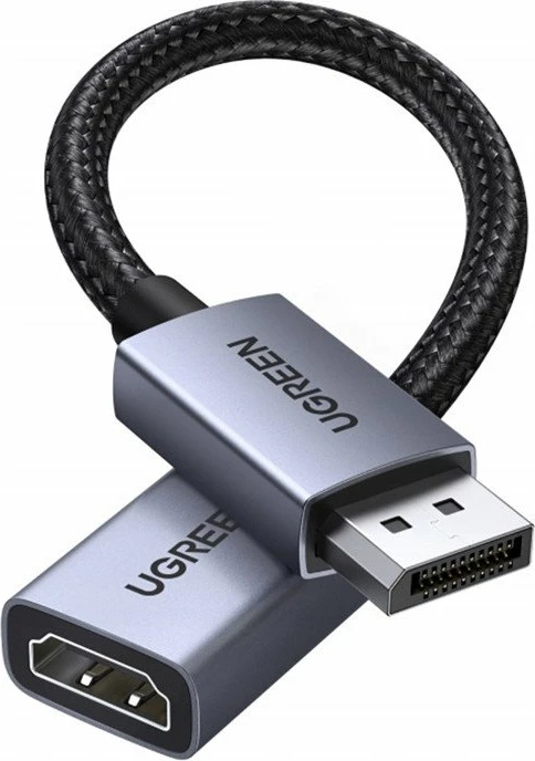 Kabllo DisplayPort në HDMI Ugreen DP133 20 cm 4K, gri/zezë