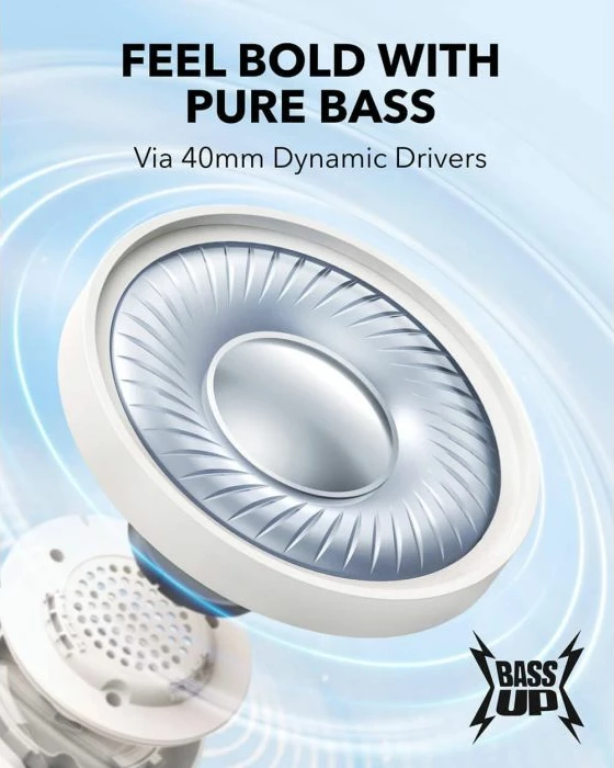 Kufje wireless Anker Soundcore H30i, Bluetooth 5.3, 70 orë bateri, 40 mm driver, të bardha