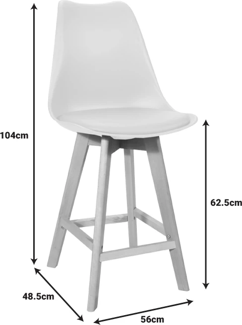 Karrige për bar Gaston, ngjyrë e bardhë- natyrale, 48.5x56x104cm